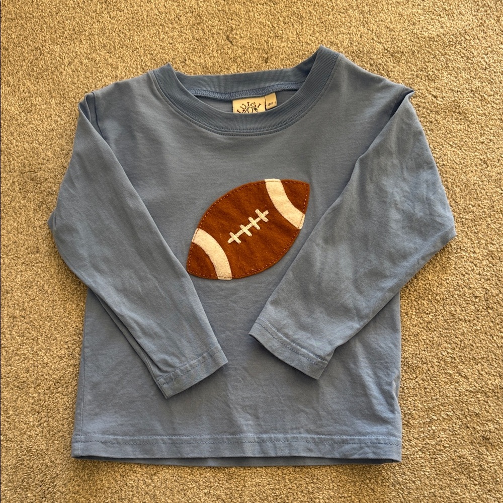 Luigi Kids Long Sleeve Blue Football Tee
